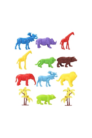Toy Play 12 Parça Renkli Mini Vahşi Hayvanlar Figür Seti 4-6 Cm Sku669