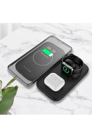 Ally W66 15w 3 İn1 Android + Apple iPhone Uyumlu Taşınabilir Mini Kablosuz Hızlı Şarj Standı- 5775