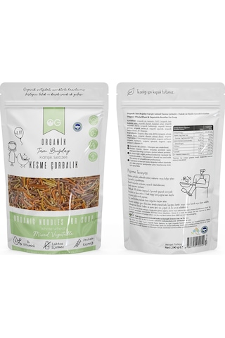 OG natural Organik Karışık Sebzeli Tam Buğday Kesme Çorbalık 200 Gr +6ay