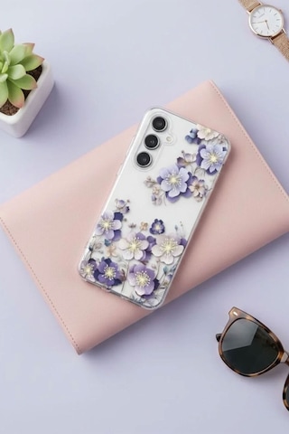 Samsung Galaxy Uyumlu A25 Kılıf Solmayan Imd Baskı Desenli, Şeffaf Tpu+pc Botanik Kapak