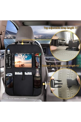 Novahub 2'li Katlanabilir Araç Koltuğu Koruyucu - Çocuklar İçin Saklama Cepleri Ve Tablet Tutucu - Premium 600d Kumaş, Siyah/