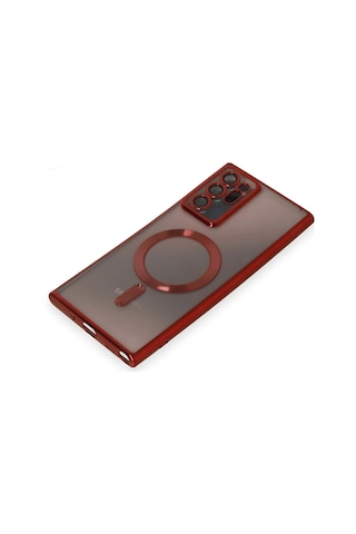 Newface Samsung Galaxy Uyumlu Note 20 Ultra Kılıf Kross Magneticsafe Kapak Glblseme - 85 - Kırmızı