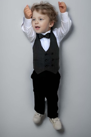 Riccotarz Erkek Bebek Takım Elbise Gri Yelekli Alt Üst Takım 001
