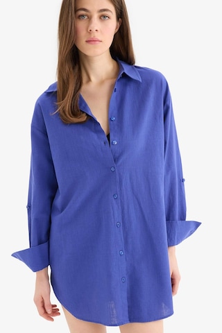 DeFacto Regular Fit Pamuklu Plaj Gömleği-Fall in Love W8241AZ25SMBE114 Mavi