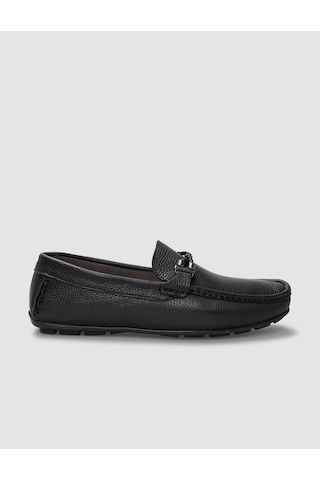Cabani Sanvano Hakiki Deri Siyah Tokalı Erkek Loafer