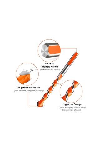 Cam Matkap Ucu Seti, 7 Adet Üçgen Alaşım Matkap Seti, Çok Amaçlı