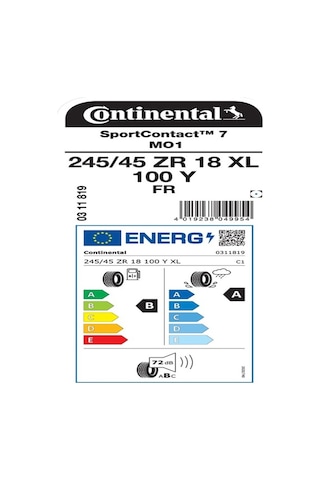 Continental 245/45Zr18 100Y Xl Fr Sportcontact 7 M Oto Yaz Lastiği 2026