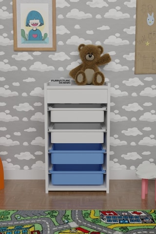 4 Sepetli Oyuncak Dolabı Çok Amaçlı Dolap Beyaz - Beyaz&Mavi Beyaz