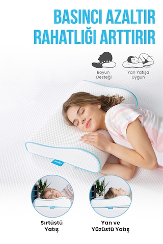 Viscofoam Hava Kanallı Ortopedik Boyun Destekli Yastık Visco Yastık 57x37x10-7cm