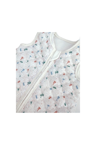 Sitilin Bebek Kalın Elyaflı Uyku Tulumu iç ve Diş Kumaş %100 Doğal Pamuk Çift Kat Özel Kumaş Unisex 2.5 Tog Krem