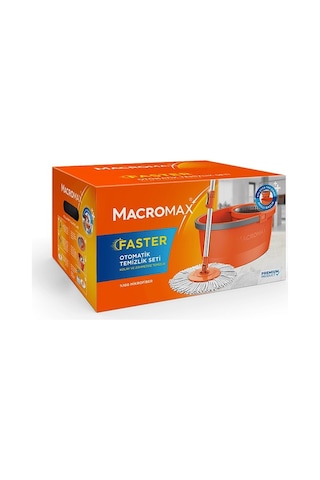 Macromax Focus Black Otomatik Temizlik Seti + 3 Lü Mercan Sünger Hediye Döner Başlıklı Mikrofiber Mop