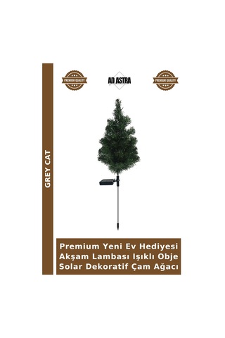 Premium Yeni Ev Hediyesi Akşam Lambası Işıklı Obje Solar Dekoratif Çam Ağacı