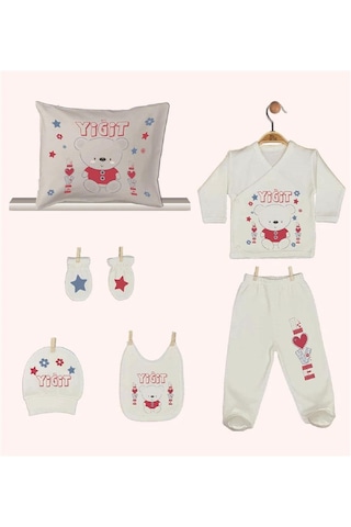 Pia Baby Gl 1945-08 İsme Özel Yastık Zıbın Set Krem