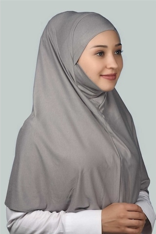 Altobeh Hazır Türban Peçeli Pratik Eşarp Tesettür Nikaplı Hijab - Namaz Örtüsü Sufle (XL) - Gri