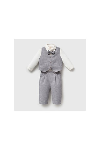 Ministok Erkek Bebek Papyonlu Yelekli Takım 4 Parça Gömlek Yelek Pantolon Mavi
