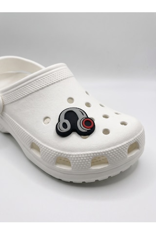 Croco 5'li Kulaklık Figürlü Jibbitz Terlik Süsü Seti Crocs Ve Sabo Uyumlu Açık Gri - Siyah