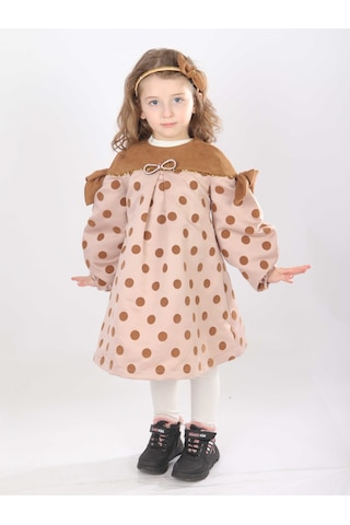 Xo Kids Kız Çocuk Elbise 1-5 Yaş 9078 Bej