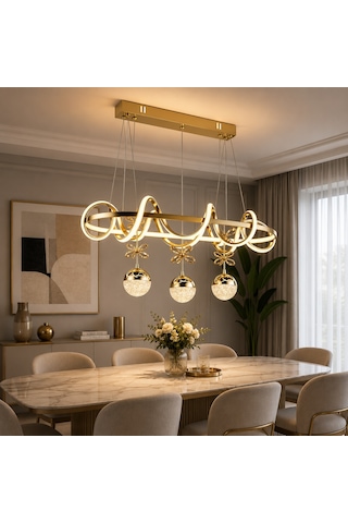 Ey-El Tasarım Kuzey Sıralı Gold Kaplamalı 3 Renk Sarkıt Led Avize Modern Gold