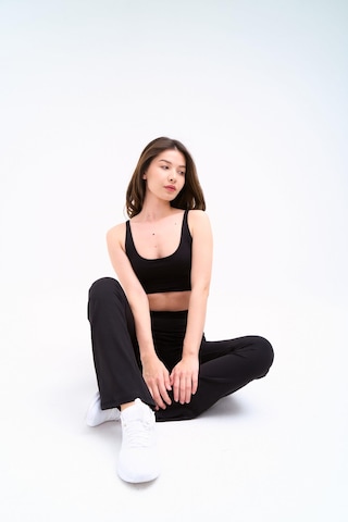 Normal People Nysa - Sporcu Bra / Şeftali Dokulu Peach Skin Kumaş Siyah