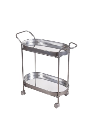 The Mia Servis Arabası Krom 2raflı Tekerlekli 80x56x32 Cm Gümüş