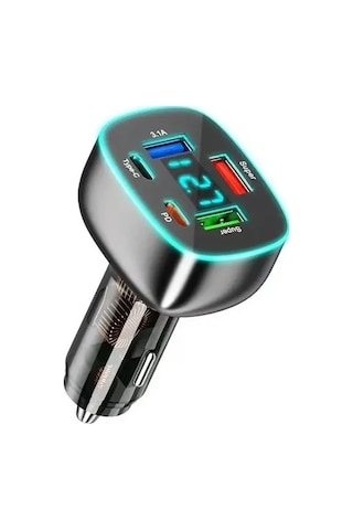 30w Süper Hızlı Usb C Araç Şarj Adaptörü 280 Voltaj Göstergeli Araba Şarj Cihazı