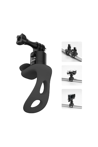 Neevoyu Telesın Spor Kamerası Silikon Sabitleme Kiti, Hızlı Çıkarma Özelliği, 2 Seviye Ayar, Siyah Silikon+alüminyum Alaşımlı