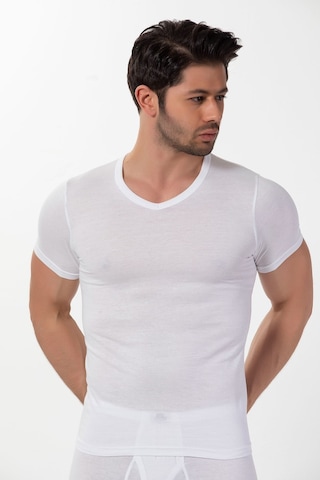 Siyah İnci Pamuklu Ribana V Yaka Kısa Kollu T-shirt Siyah