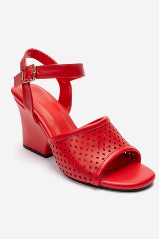 Luvishoes Hervon Kırmızı Cilt Kadın Dolgu Topuklu Ayakkabı