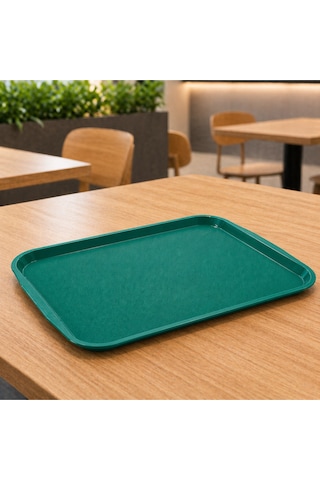 Abs Servis Tepsisi Kaymaz Yüzeyli 27x36 Cm Yeşil Renk Endüstriyel Kullanıma Uygun, Kırılmaz, Bpa Free 7 Renk Seçenekli