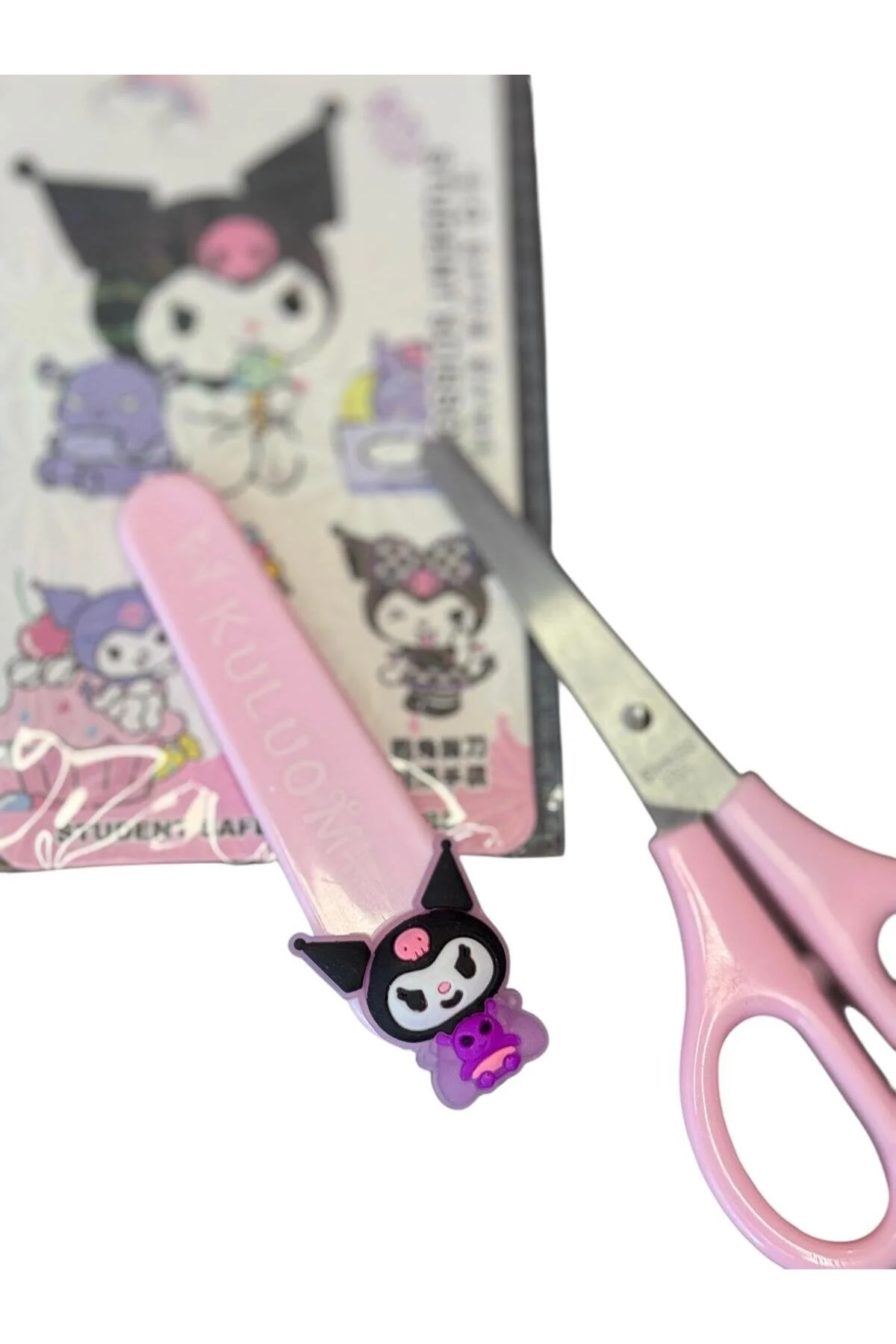 Kuromi Çocuk Güvenli Makas Öğrenci Makası, Mor/pembe Renk 1 Adet