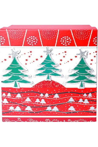Yılbaşı Çam Ağacı Motifli Hediye Kutusu 17x8 Cm