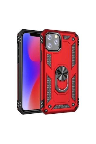 Ally Apple iPhone Uyumlu iPhone 11 Pro Max 6.5inch Yüzüklü Kılıf Armor Shockproof Ring Kılıf- 5775 Gri
