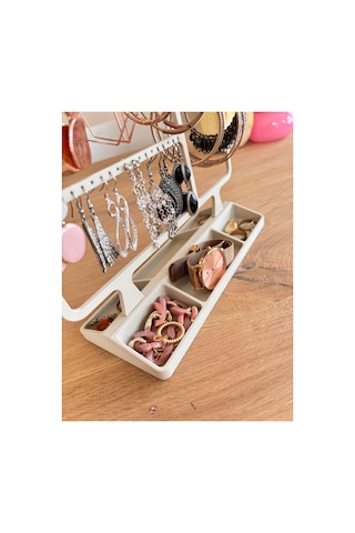 Küpe Organizer Standı Çok Katlı Küpe Askılığı Ve Takı Düzenleyici Dekoratif Stand Beyaz