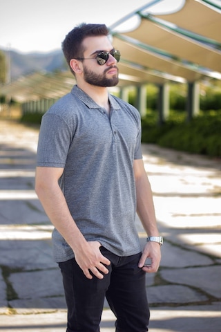 Azıcık Akıllı Erkek Antrasit Basic Slim Fit Düz Sade Polo Yaka Tişört 20eply0001 001