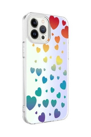 Apple Uyumlu iPhone 13 Pro Max Kılıf Zore M-blue Desenli Kapak Heart No3