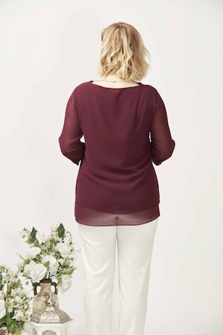 Moda Berray 1934 Kolyeli Şifon Büyük Beden Şık Bluz Bordo Bordo