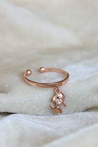 Argentum Concept 925 Ayar Gümüş Sallantılı Balık Figürlü Rose Yüzük - Y024201