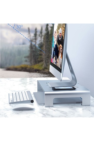 Cbtx Macbook/yazıcı İçin Basit Stil Kaymaz Monitör Yükseltici Masaüstü Bilgisayar Standı Tutucu - Gümüş