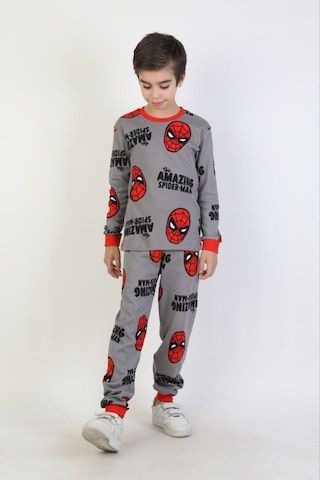 Bunny Hopp Erkek Çocuk Uzun Kollu %100 Pamuk Interlok Kumaş Manşetli Pijama Takımı Gri