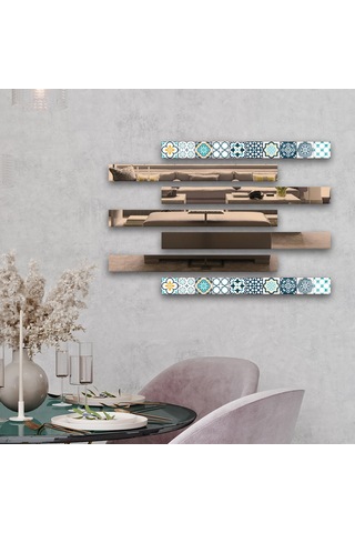 Decorita Dekor Camı Modern Çini Desen Cam ve Bronz Ayna 7'liTakım Bronz