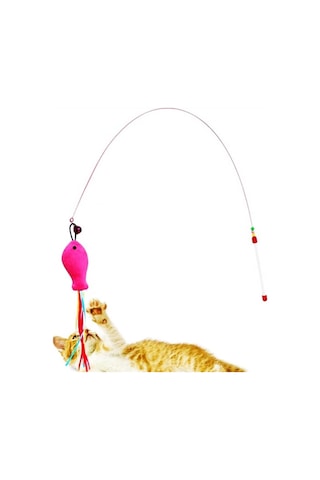 Sesli Zilli Balık Kedi Oltası Oyuncağı 90 CM