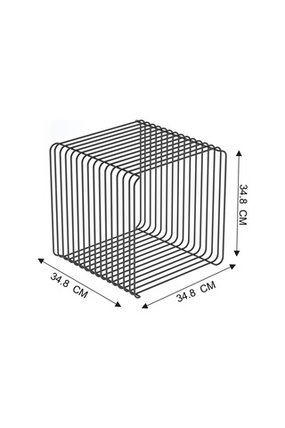 Miami Minimalist Metal Tel Kare Yan Sehpa Modern Küp Yan Sehpa & Modüler Kitaplık Dergilik Siyah