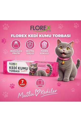 Florex Kedi Kumu Torbası Pudra Kokulu 7'li Paket
