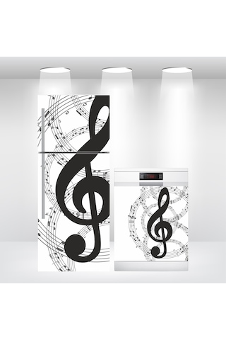 Nota Müzik Buzdolabı-Bulaşık Makinesi Kapak Sticker Folyo Kaplama