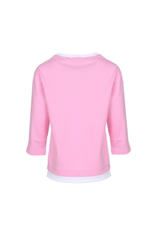 Luess Love Baskılı Garni Detaylı Uzun Kol Kız Çocuk T-shirt Pembe
