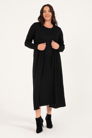 Uzun Triko Hırka-1735-siyah Siyah