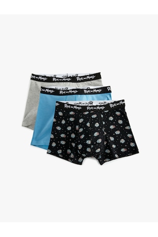Koton Pamuklu 3'lü Lisanslı Rick And Morty Boxer Seti Siyah Desenli 5slm90013mk Siyah