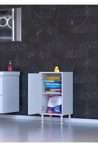 Eliusta Arden 50 Cm Beyaz 2 Bölmeli Banyo Düzenleyici Dolap 1 Raflı Çok Amaçlı Mutfak Dolabı 50x75x32,5 Cm Beyaz