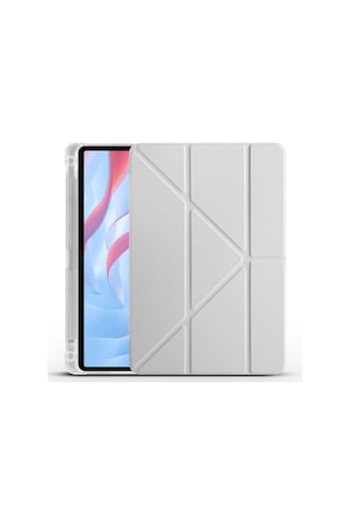 Huawei Honor Pad X8 Pro 11.5' Kılıf Mkst Tri Folding Kalem Bölmeli Standlı Kılıf - Gri Tablet Kılıfı