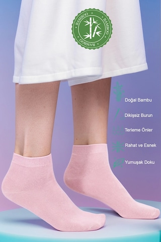 Meine Liebe Dikişsiz Bambu Kısa Çorap Pembe Pembe